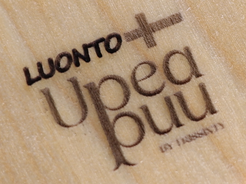Engraving example: Upea Puu logo engraved on a Luonto piece